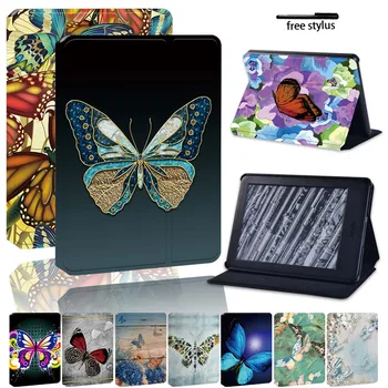 

Butterfly Leather Pu Stand Cover Case for Amazon Kindle 8/10th Paperwhite 1/2/3/4 Tablet eReader Durable Protective Case +pen