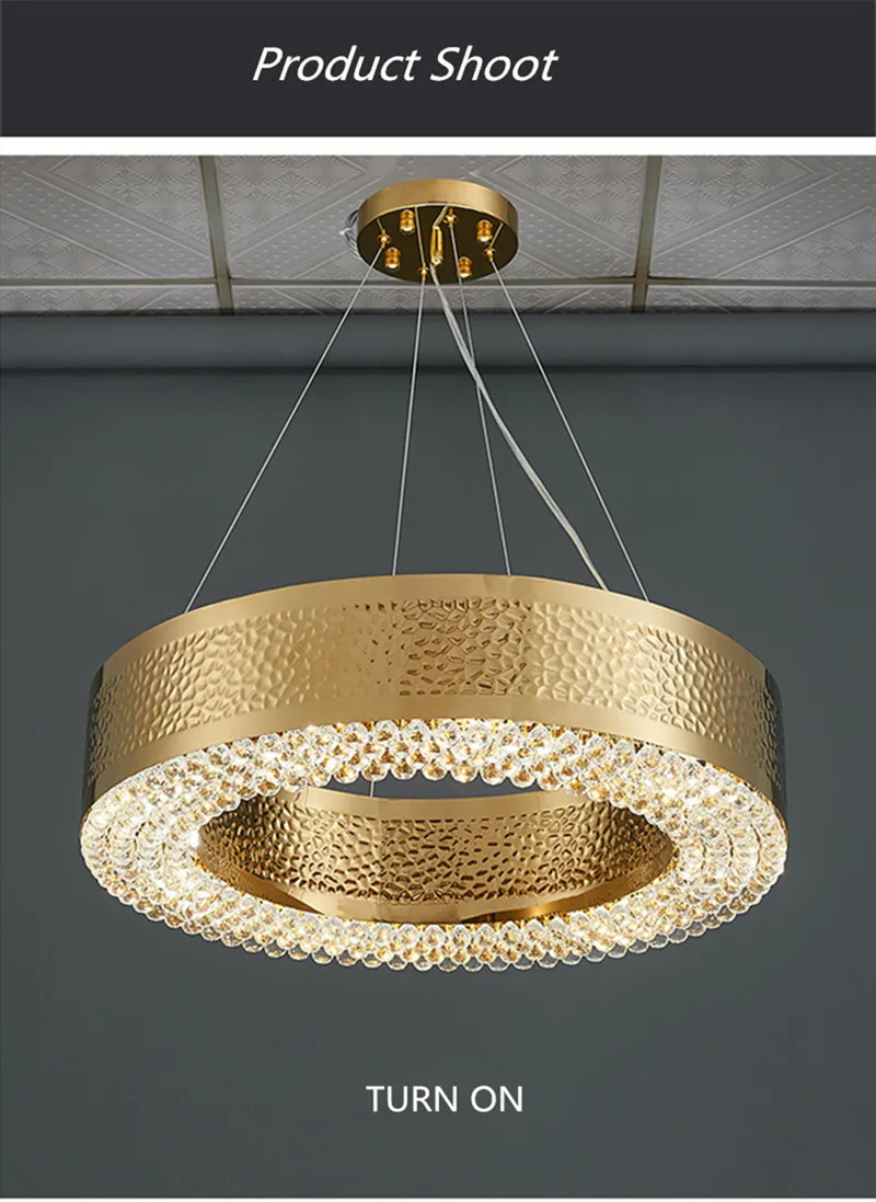 Modern Gold Round Led Luxury Chandeliers -Ultra-Modern Chandelier Crystal Hanging Ceiling Lamp