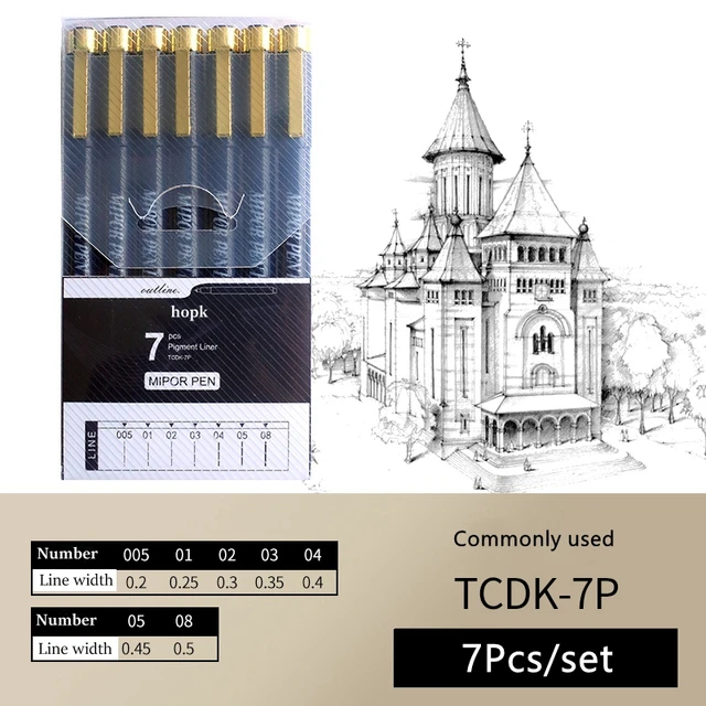 Pigment Liner Micron Ink Art Marker Pen Calligraphy Brush Pens Black Fineliner Sketching Manga Drawing Hand Lettering White Pen 7Pcs set A-1