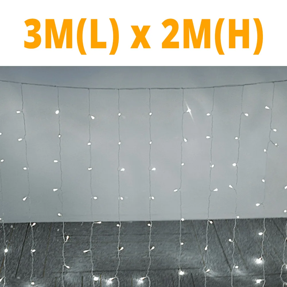 White 3x2m 2x2/3x1/3x2/3x3 м светодиодный светильник для занавесок гирлянда Сказочный светильник s рождественские украшения светильник ing свадебное окно Новогодний Декор для дома - Цвет: White 3x2m
