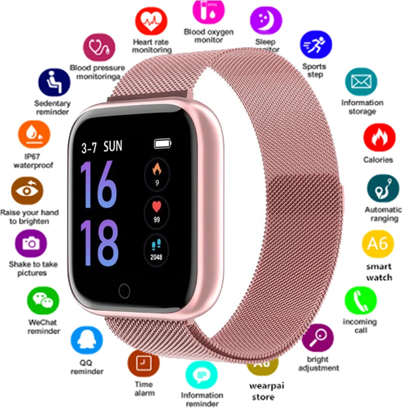 Женские умные часы P70 P68 Plus водонепроницаемые с Bluetooth для Apple IPhone пульсометр