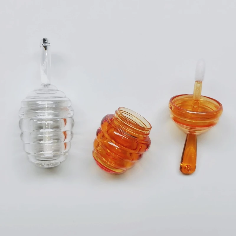 10pcs 5.5ML Honey Lip Gloss Tube Clear Amber Plastic DIY Lip Gloss