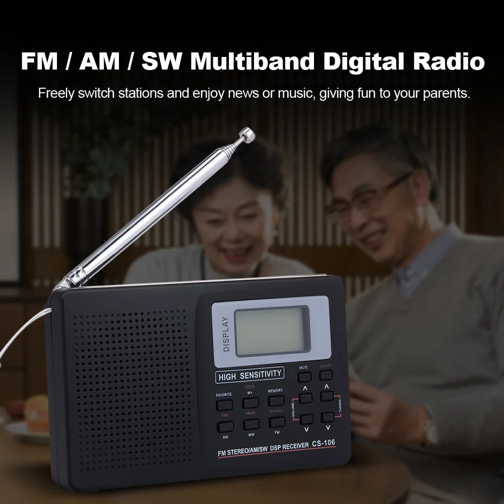 Портативное радио мини FM радио FM/AM/SW радио карманный цифровой стерео радио приемник наушники выход время дисплей внешняя антенна
