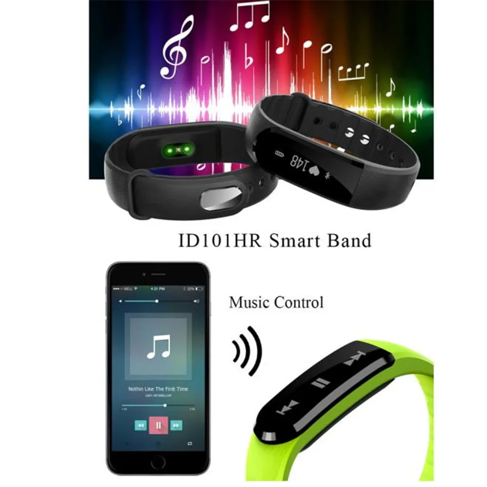 ID101HR Bluetooth Смарт-Браслет фитнес-трекер монитор сердечного ритма умный Браслет носимые устройства для IOS Android