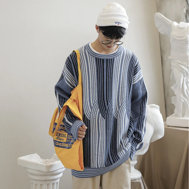 Winter Thick Sweater Men Warm Fashion Sweter Clothes Striped Casual Knit Sweaters Man Loose Long-sleeved Pullover Men M-2XL Winter Thick Sweater Men Warm Fashion Sweter Clothes Striped Casual Knit Sweaters Man Loose Long-sleeved Pullover Men M-2XL