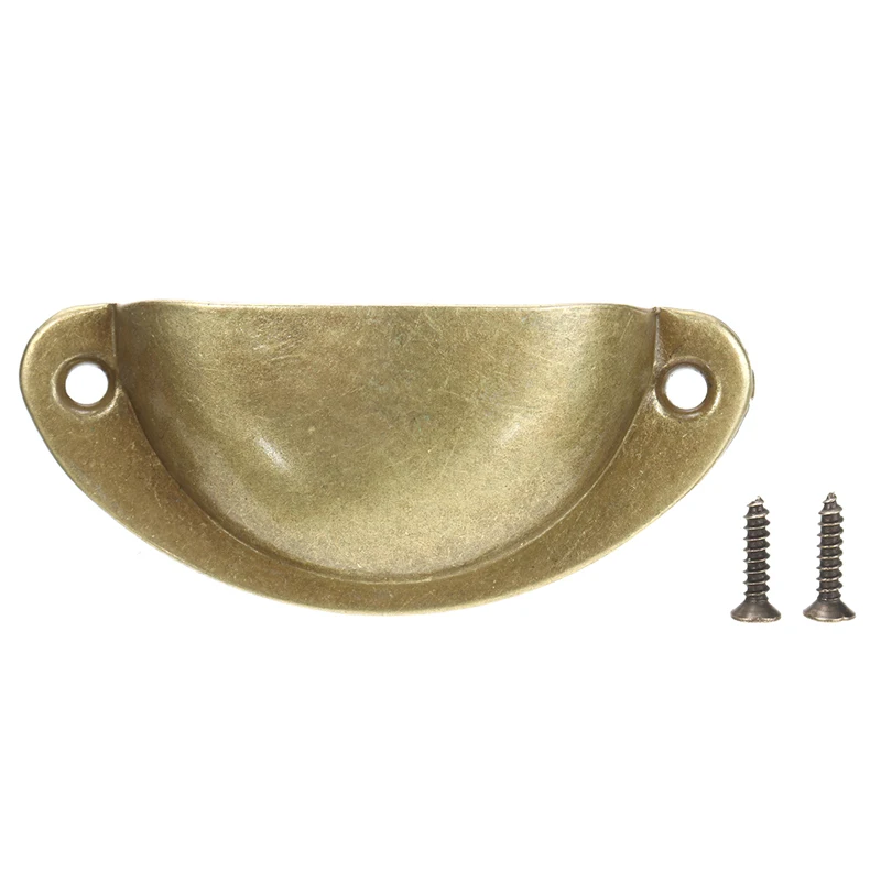 24 Pcs/set 4Colors Antique Iron Shell Cup Pull Handle Vintage Shell Drawer Pull Knob Handle for Kitchen Drawer Cabinet Door Home