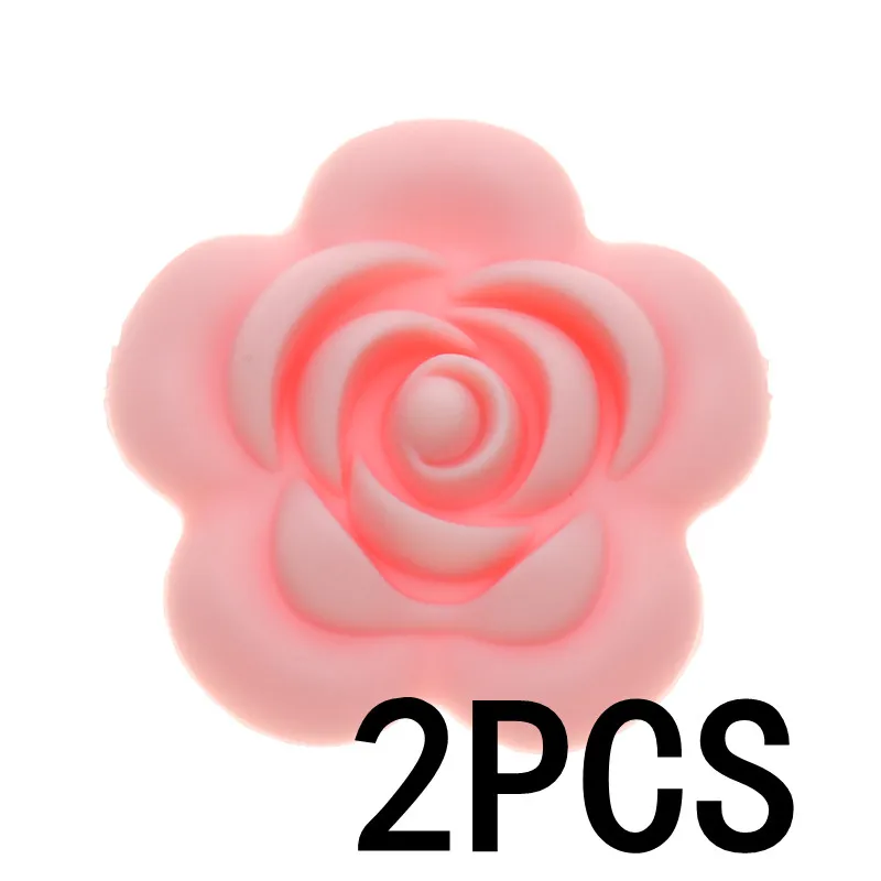 2rose47 ATOB, 2 шт., силиконовый Прорезыватель для зубов, розовый цветок, коалетка для малышей, игрушки для малышей, погремушка, детская игрушка, силиконовый Прорезыватель для зубов - Цвет: 2rose47