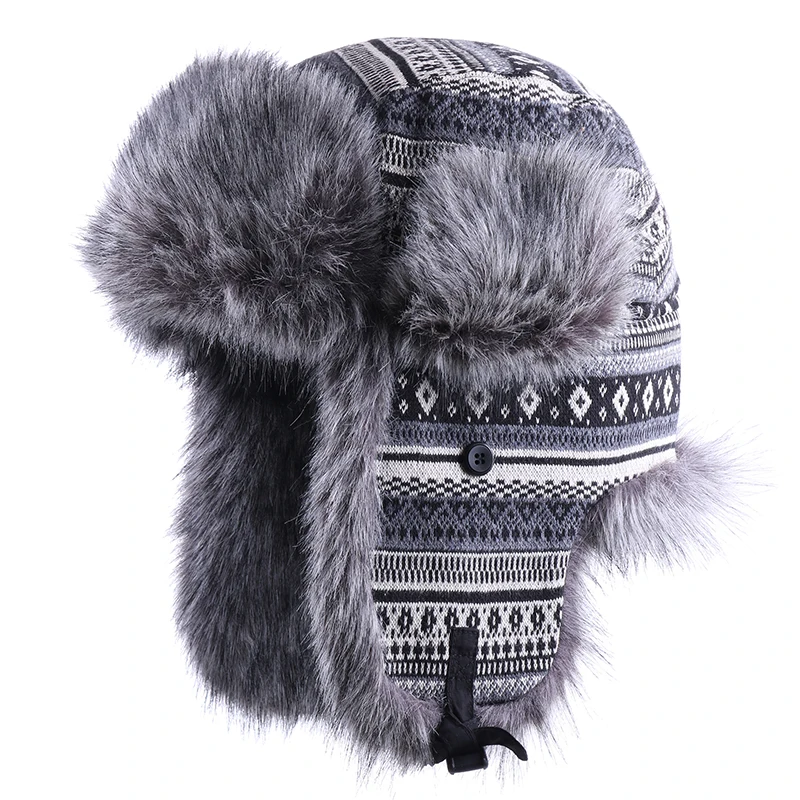 

Wool Russian Ushanka Faux Fur Pilot Aviator Bomber Hat Ear Flaps Trapper Trooper Hunting Cossack Winter Men Outdoor Snow Ski Cap