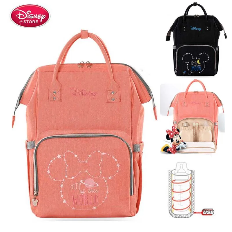 

Disney Mummy Bag Multi-Function USB Heating Insulation Shoulder Bag Large Capacity Portable Fashion Maternity Diaper Bag