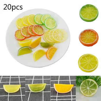 

20PCS Best Artificial Fruit Slices Orange Lemon Lime Prop Display Lifelike Model Party Kitchen Wedding Decoration PVC