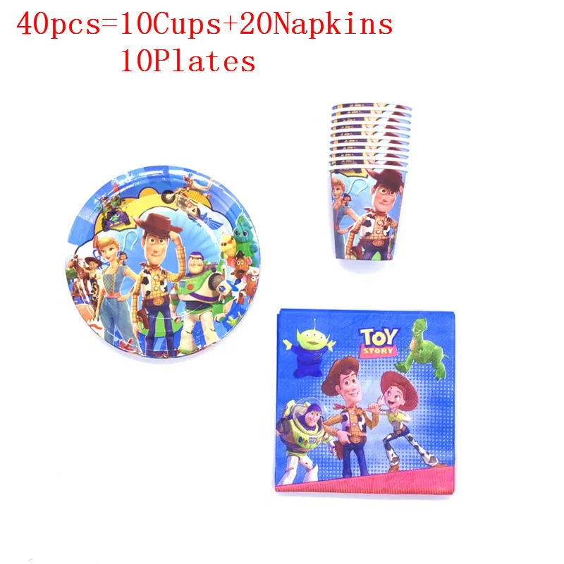 40pcs/60pcs Disney Toy Story 4 Woody Buzz Lightyear Birthday Party