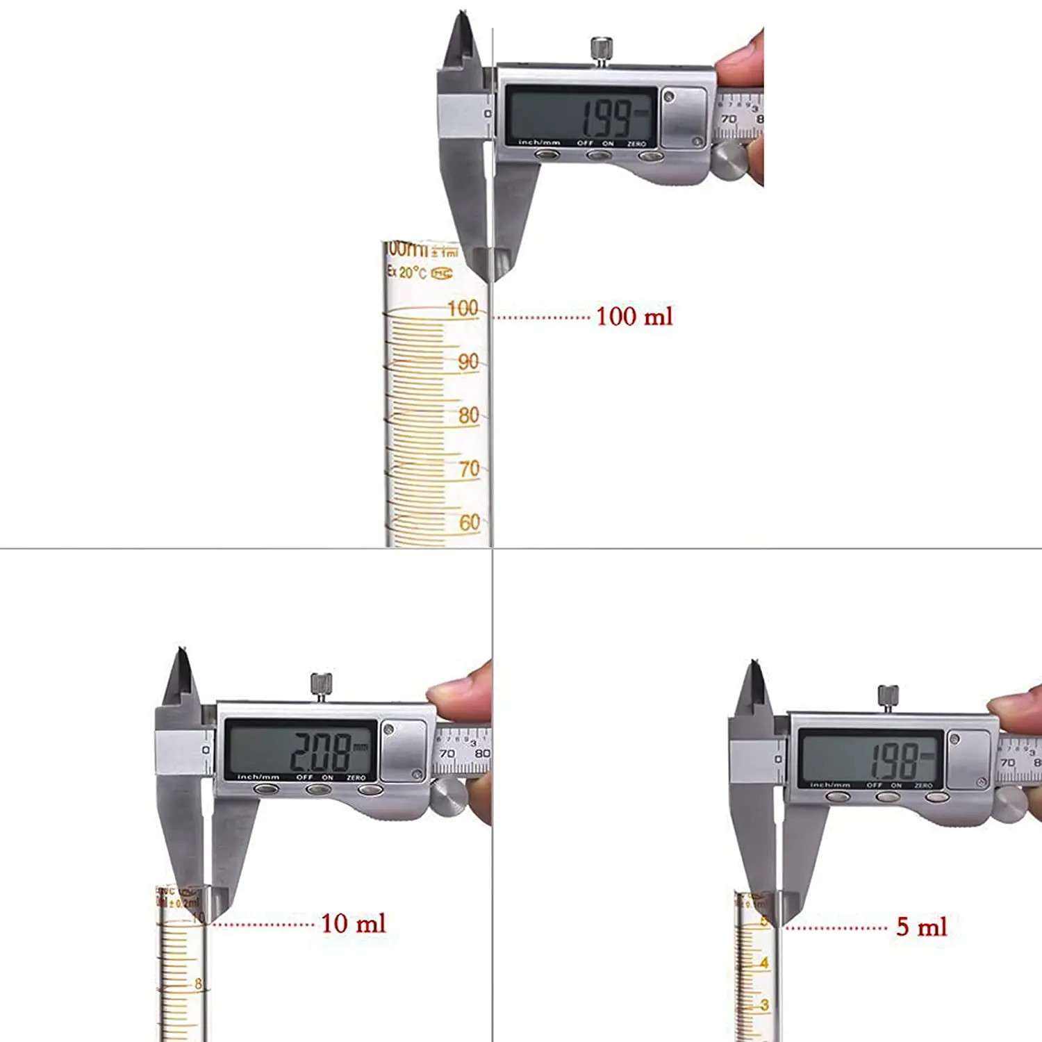 Glass Measuring Cylinder Set Glass Graduated Cylinder Thick Measuring Cylinders 5ml 10 ml 100ml with Glass Pipette Dropper Red Rubber Cap 3ml