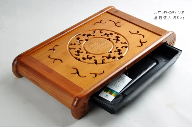 [GRANDNESS] Kong Ming Solar Circle Bamboo Gongfu поднос для подачи чая 49*29 см бамбуковый чайный столик