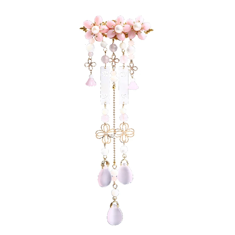 Ancient handmade pink cheongsam hair clip bridel hair accessories Headwear for up-on kimono hanfu COSPLAY