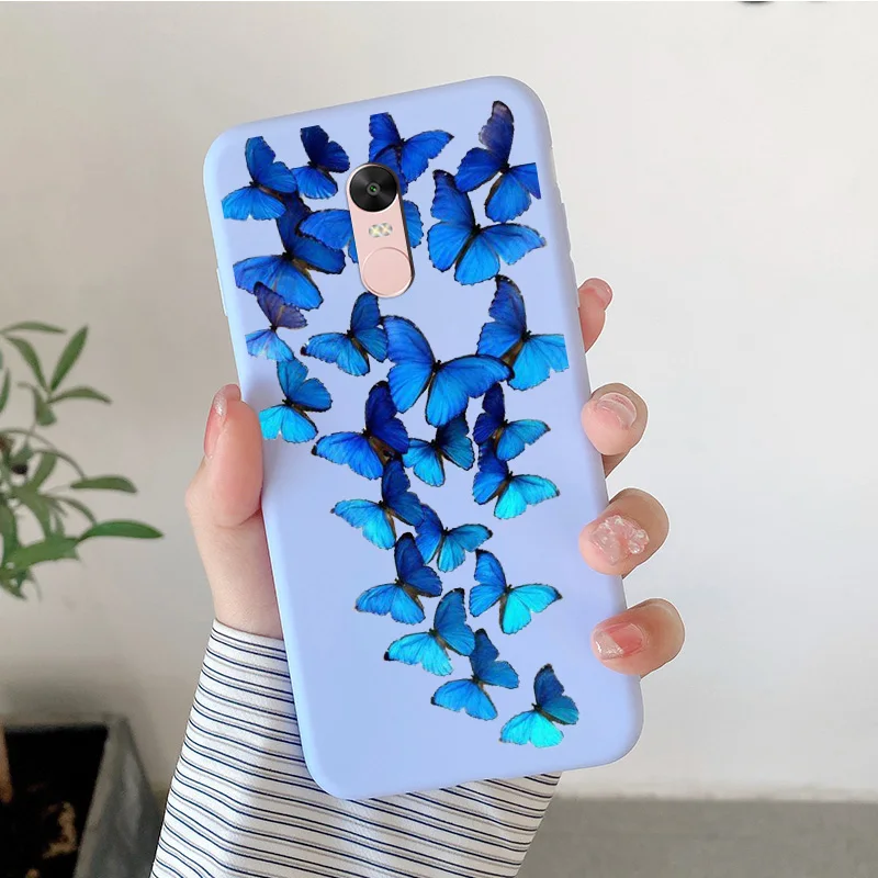 Matte Silicone Soft TPU Shell For Xiaomi Redmi Note 4 4x Note 5Pro Note 5A Cartoon Butterfly Shell For Redmi Note5a Phone Cover cell phone lanyard pouch Cases & Covers