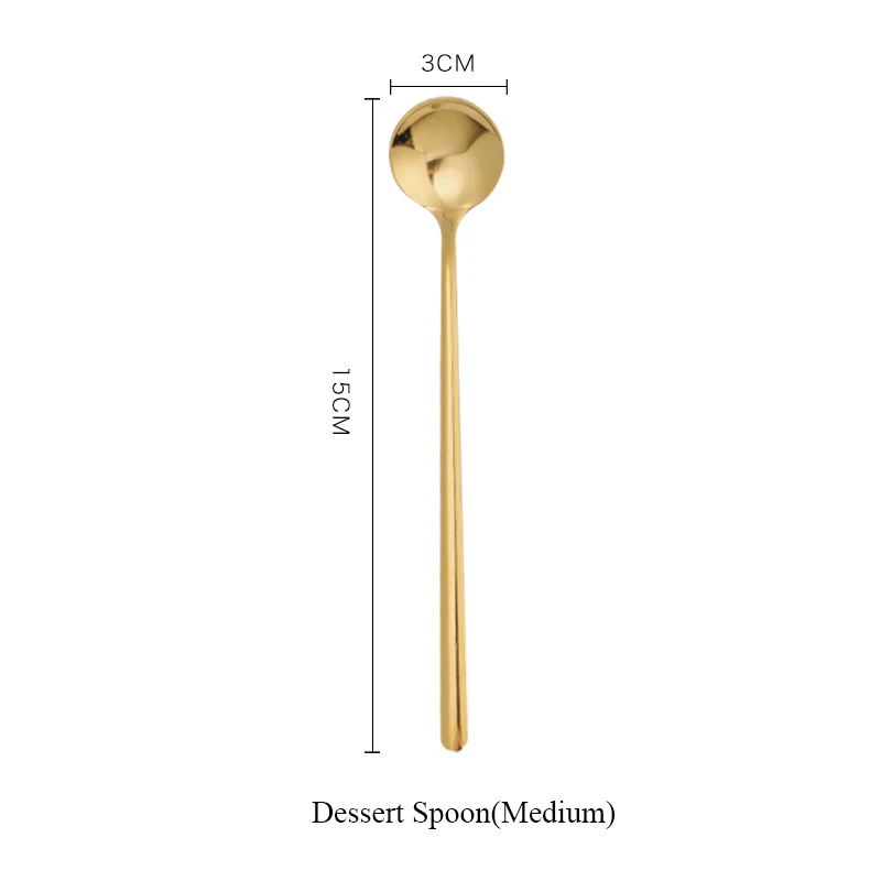 Golden Medium Unibird, 1 шт., круглая кофейная ложка из нержавеющей стали, мороженое, десерт, чайная ложка, кухня, столовая посуда для бара - Цвет: Golden Medium