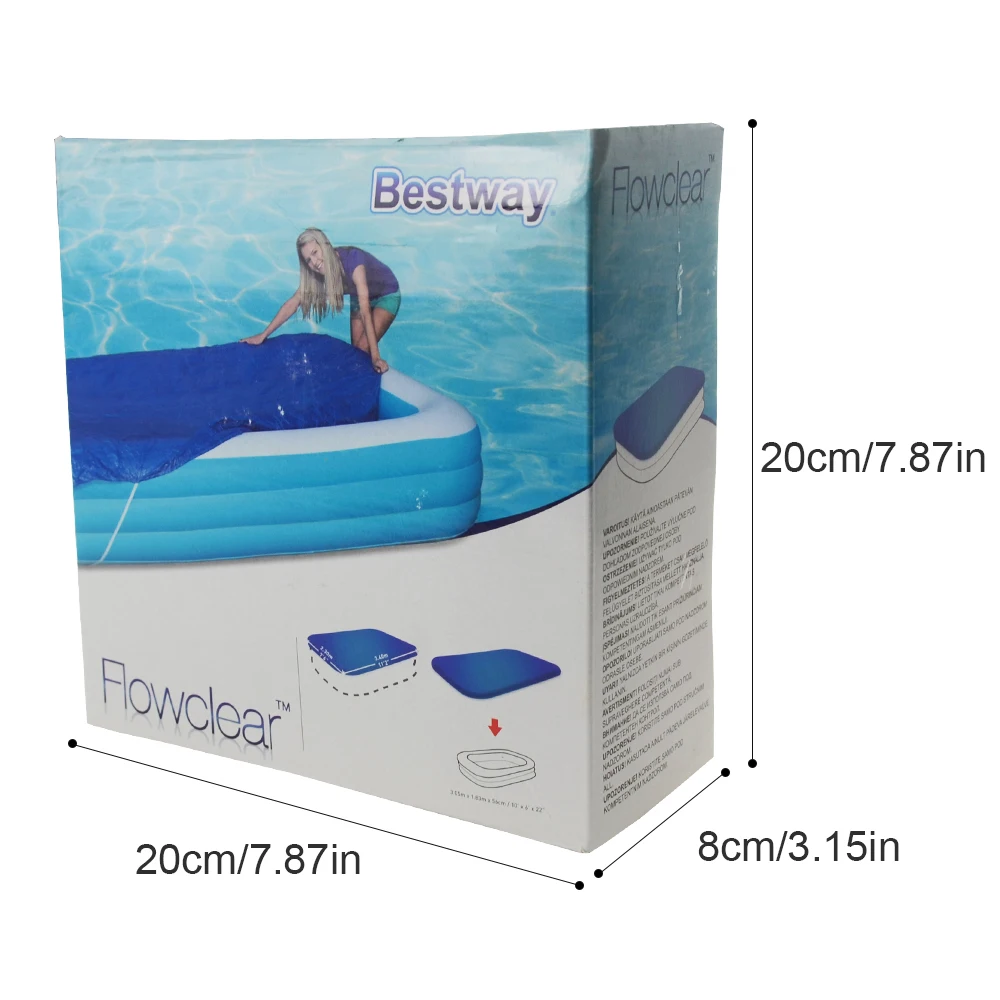 Rectangle Swimming Pool Cover Dustproof Rainproof Thickened Poncho Cover Cloth for Inflatable Pool(120.07 X 72.04 X 22.04in