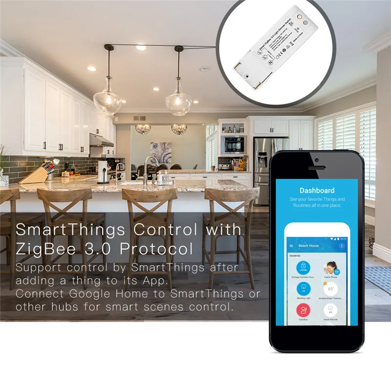 Умный диммер ZigBee 3,0, AC100-240V, умный дом, приложение для автоматизации, дистанционное управление, совместимо с Echo Plus Alexa
