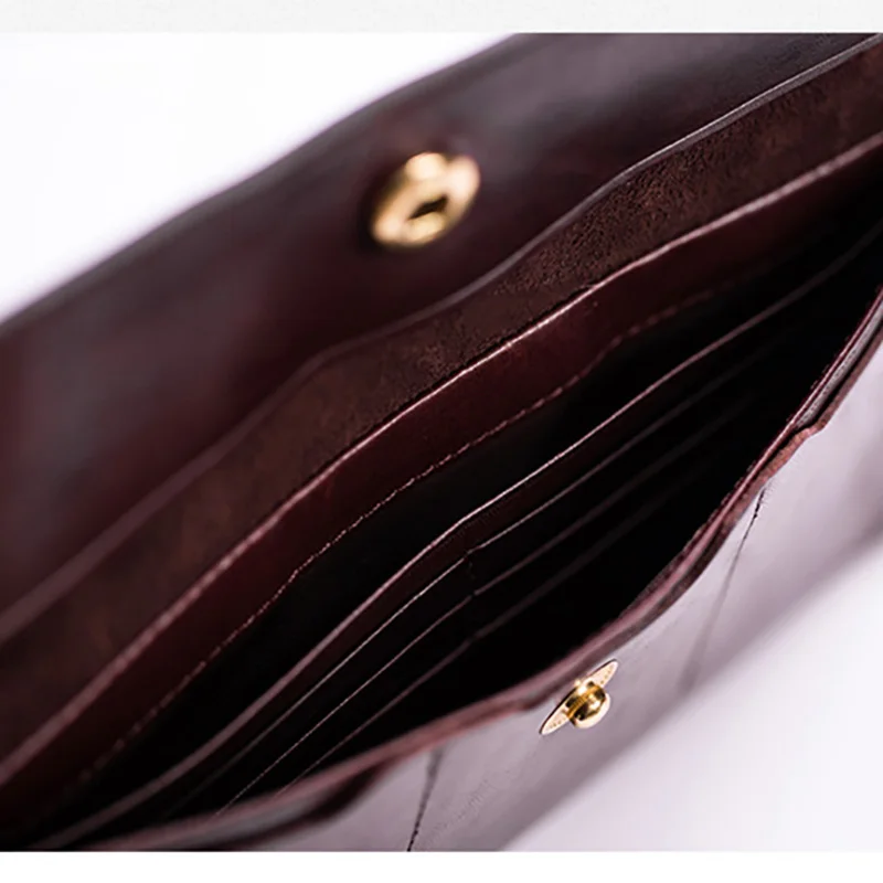 AETOO Long wallet, men's fashion vintage handmade leather wallet, soft leather men's simple wallet