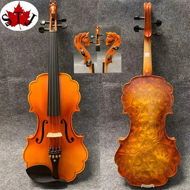 Baroque style song maestro bird's eye 4/4.Whole maple back,carving horse head #14543