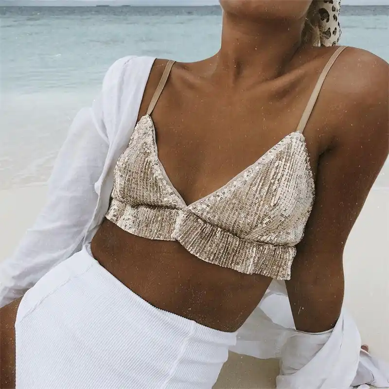 gold sequin bralette