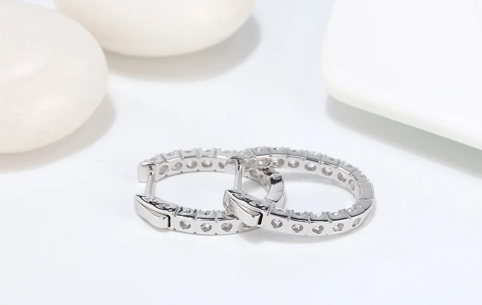 ORSA JEWELS Аутентичные 925 24 мм женские серьги-кольца из стерлингового серебра с цирконием круглые серьги стильные элегантные ювелирные изделия SE222