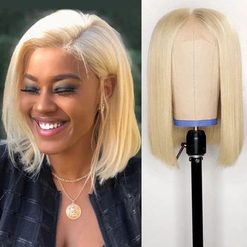

613 Blonde Brazilian Straight Human Hair Bob Wigs 8 - 16 Inch Remy Short Ombre Bob Lace Front Wigs for Black Women