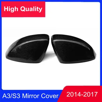 

Left and Right Bright Black Carbon Fiber Rearview Side Mirror Wing Cover Caps Fits For AUDI A3/S3 2014-2017 Car Accessories