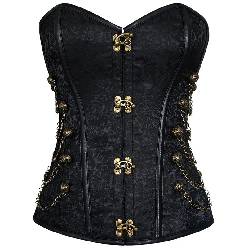 Steampunk Corset Brown Black Steel Bone Underbust Corsets Dobby Corselets Sexy Waist Slim Bustiers Waist Cincher corset