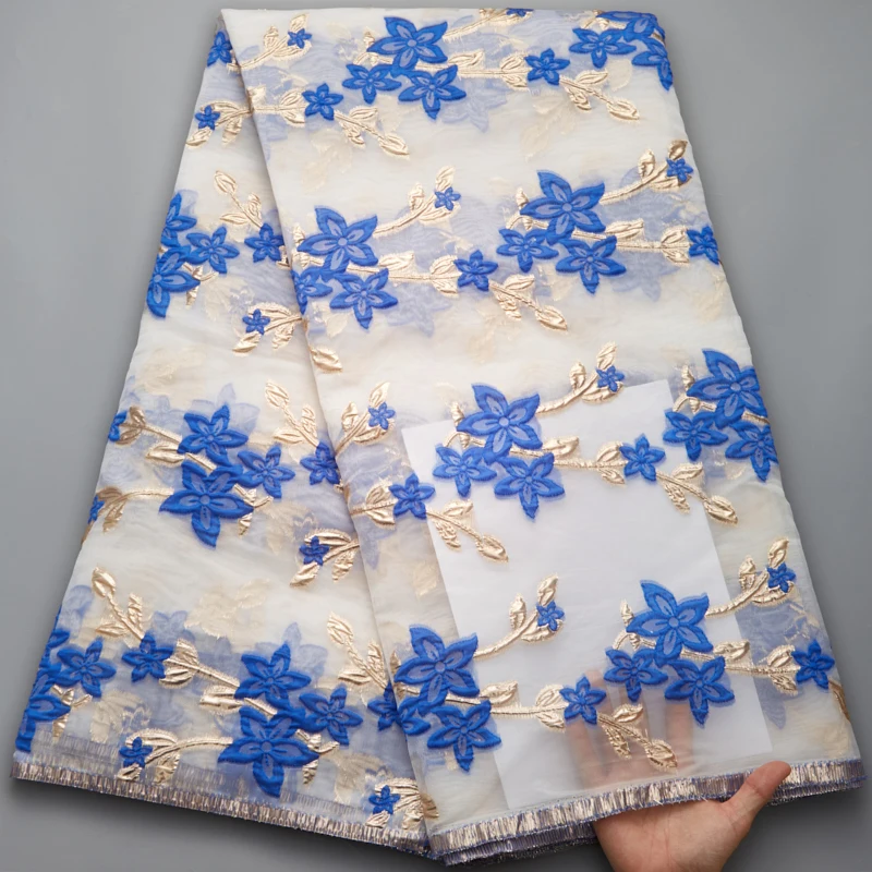 

African Gilding Tulle Lace Fabric 2022 High Quality French Brocade Jacquard Lace Fabric 5Yards For Nigerian Party Dress Y2720