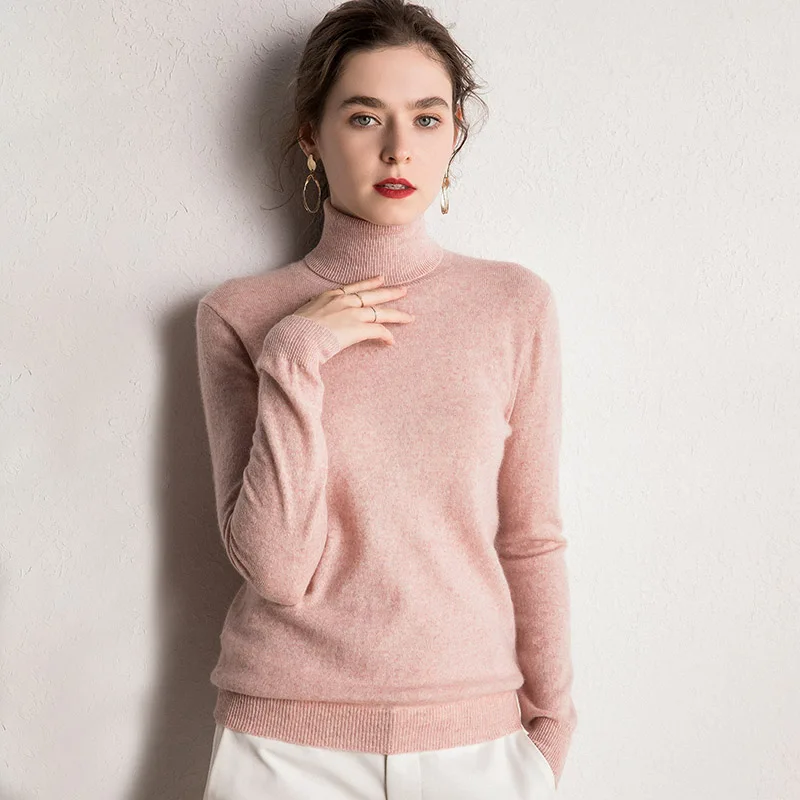 MERRILAMB супер теплый свитер 35% кашемир 65% камвольной шерсти Свитер с воротником и пуловер Для женщин зимние однотонные Femme брендовые джемпер