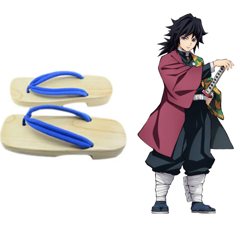 Cosroad Kamado Nezuko/Обувь для косплея «Demon Slayer Kimetsu No Yaiba Geta Agatsuma Zenitsu Tomioka Giyuu»; японские гэта - Цвет: Tomioka Giyuu