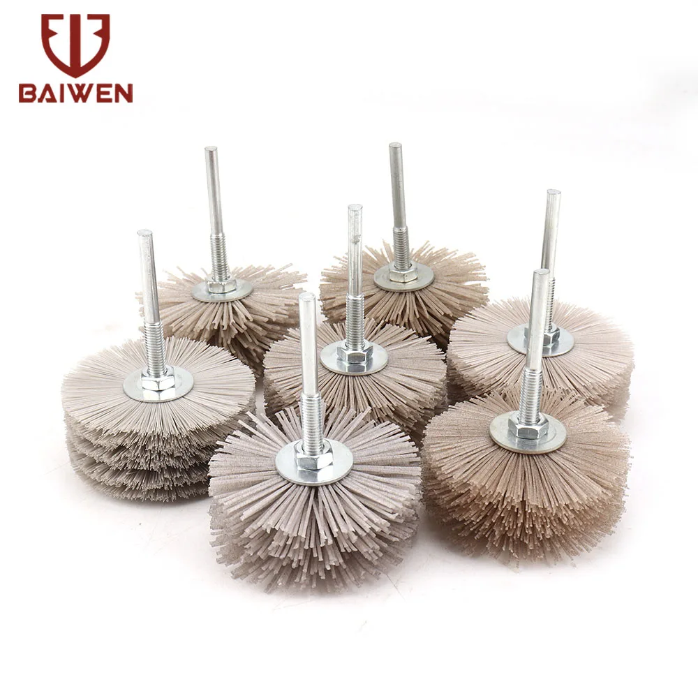 1pc Abrasive Wire Grinding Flower Head Nylon Wire Brush Deburring Grinder For Wood Furniture With 1/4'' Shank