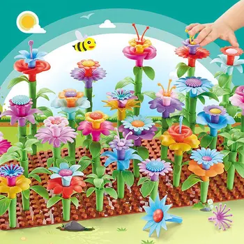 

54/104 PCS NEW Large Building Blocks Colorful Flowers Garden Set Compatible with Duploed Girls Gift Toys