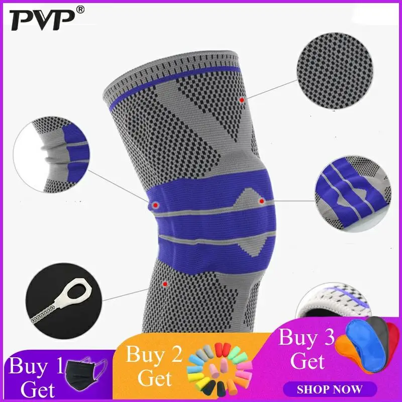 PVP 1 шт. наколенник силиконовый пружинный наколенник баскетбольный трикотажный эластичный наколенник коленный наколенник Kn
