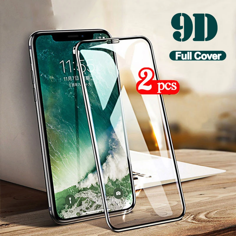 Защитное стекло 9D для iPhone 2 шт. закаленное 11 Pro Max Xs Xr X 7 Plus Защитная пленка |