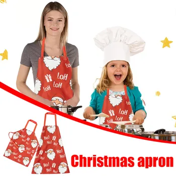 

2PC household apron parent-child family kitchen Christmas cartoon linen cute household cleaning apron фартук для кухни 6*