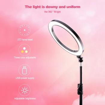 

LED Selfie Ring Light 5/12W Studio Photography Photo Lights Fill Light 160MM/260MM Optional for Women Makeup Tools