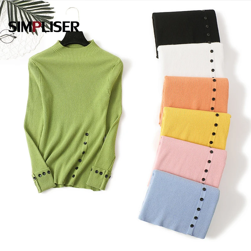 

Casual Women Pullovers Female Sweaters 2019 Autumn Winter Knitting Tops Pink Black White Knit Shirts Korean Style Slim