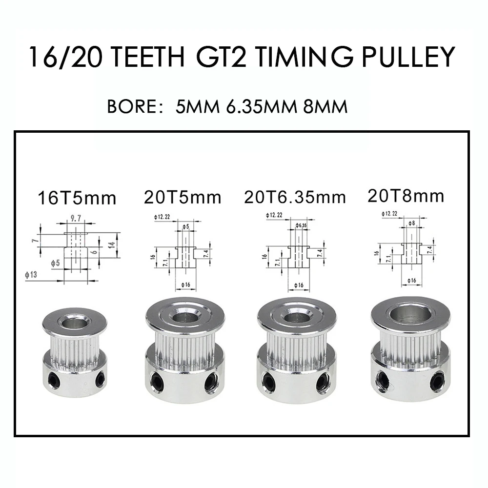 3d-Printer-Parts Belt Timing Pulley-Bore-5mm 20teeth-Pulley GT2 for Width 6mm Synchronous