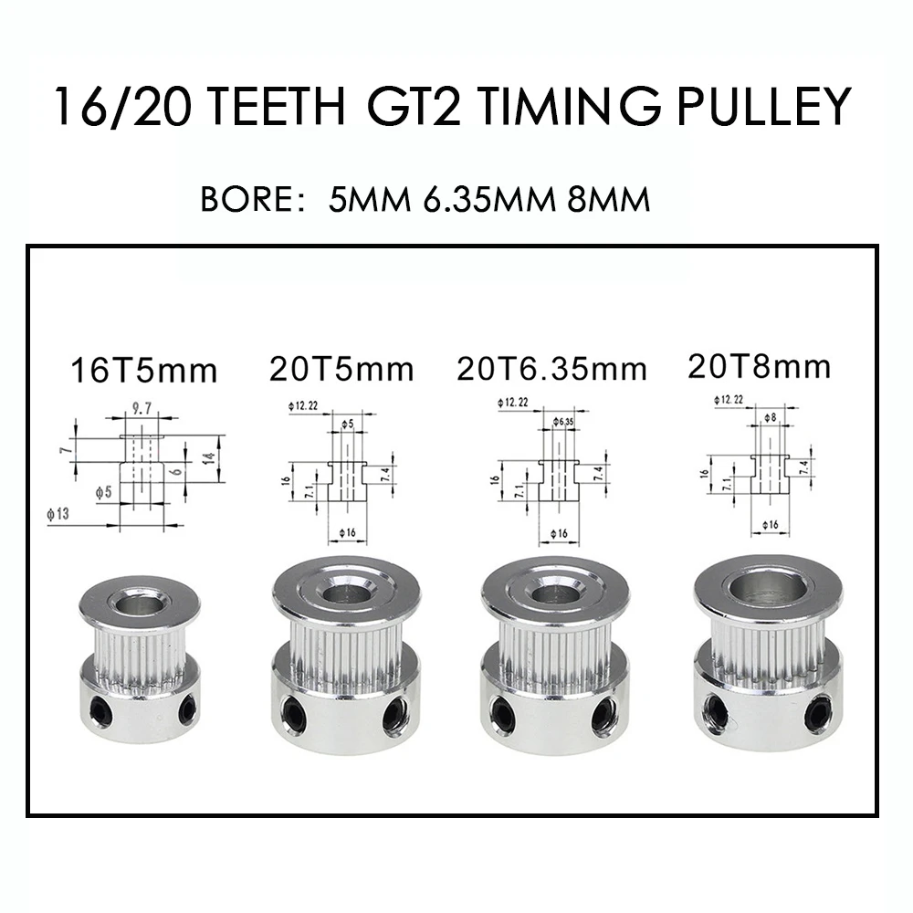 8 mm for 6 mm Largeur de la courroie CNC Pi/èces doutils Durable et facile /à installer 6,35 mm Accessoires dimprimante 3D 1pc GT2 Poulie synchrone 20 dents Diam/ètre synchrone roue int/érieure 5 mm