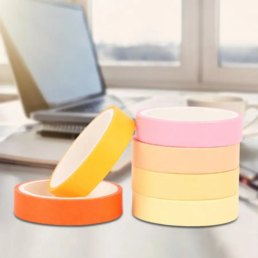 6pcs Adhesive Washi Tape Solid Color Set DIY Scrapbook Hand Account Decoration New - Цвет: C