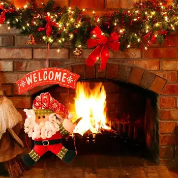 

New 2 Pattern Christmas Tree Door Hanging Ornaments Wall Party Decorations for Home Hanging Ornaments Gift Santa Claus Toy Doll