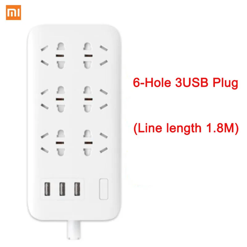 Xiaomi Mi Mijia силовая лента 2.1A Быстрая зарядка 3 USB удлинитель штепсельная вилка 6