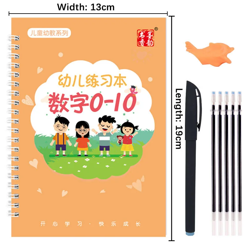 Reusable Children 3D Copybook For Calligraphy Numbers 0-10  Handwriting Books Learning Math Writing Practice Book For kids Toys