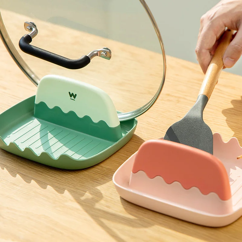 Kitchen Pot Lid Rack Countertop Spatula Cover Storage Shelf Fork Oil Leakage Prevention Tools | Дом и сад