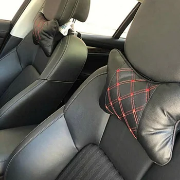 

2pcs set Car Headrest PU Leather Neck Pillow Soft Home Office Accessories