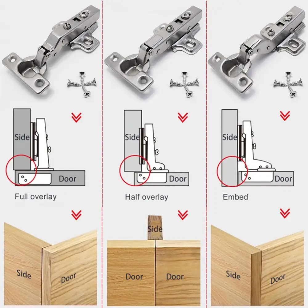 Probrico 1 Pair（2 Pack）Kitchen Cabinet Hinges for Face Frame Cabinet,  Concealed Cabinet Hinges Brushed Satin Nickel with Mounting Screws
