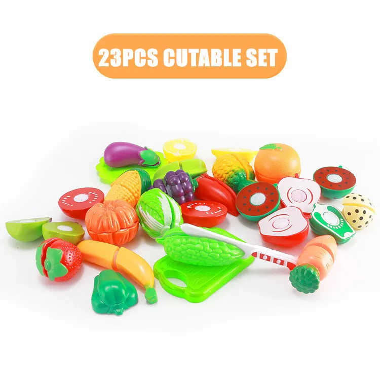 23PCS-SET Дети ролевые игры Кухня игры образовательные Juguetes еда Cutable фрукты овощи игрушки для детей мальчиков девочек старше 3 лет - Цвет: 23PCS-SET