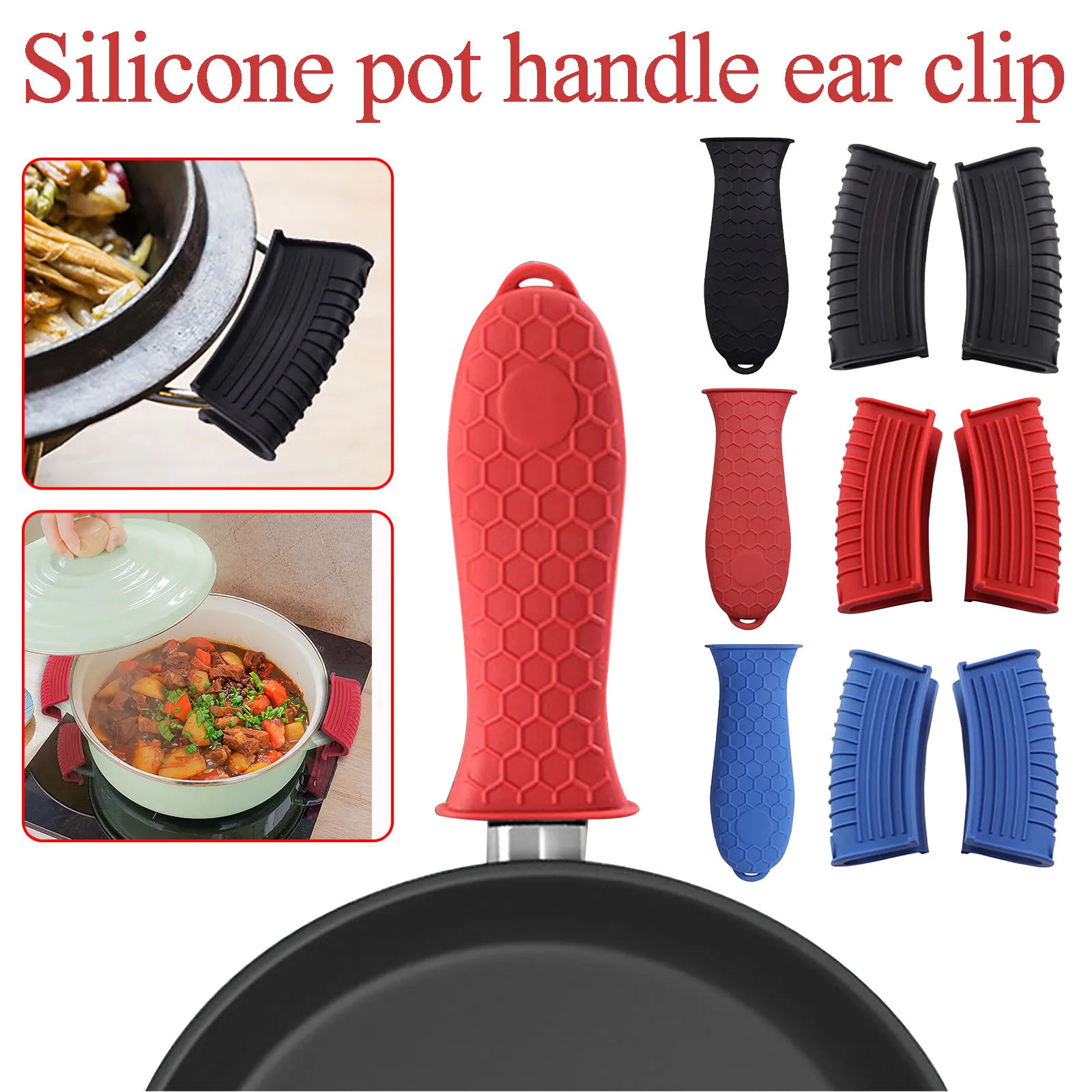 3pc Silicone Insulation Non Slip Panhandle Pot Mitts Cover Pot Pan